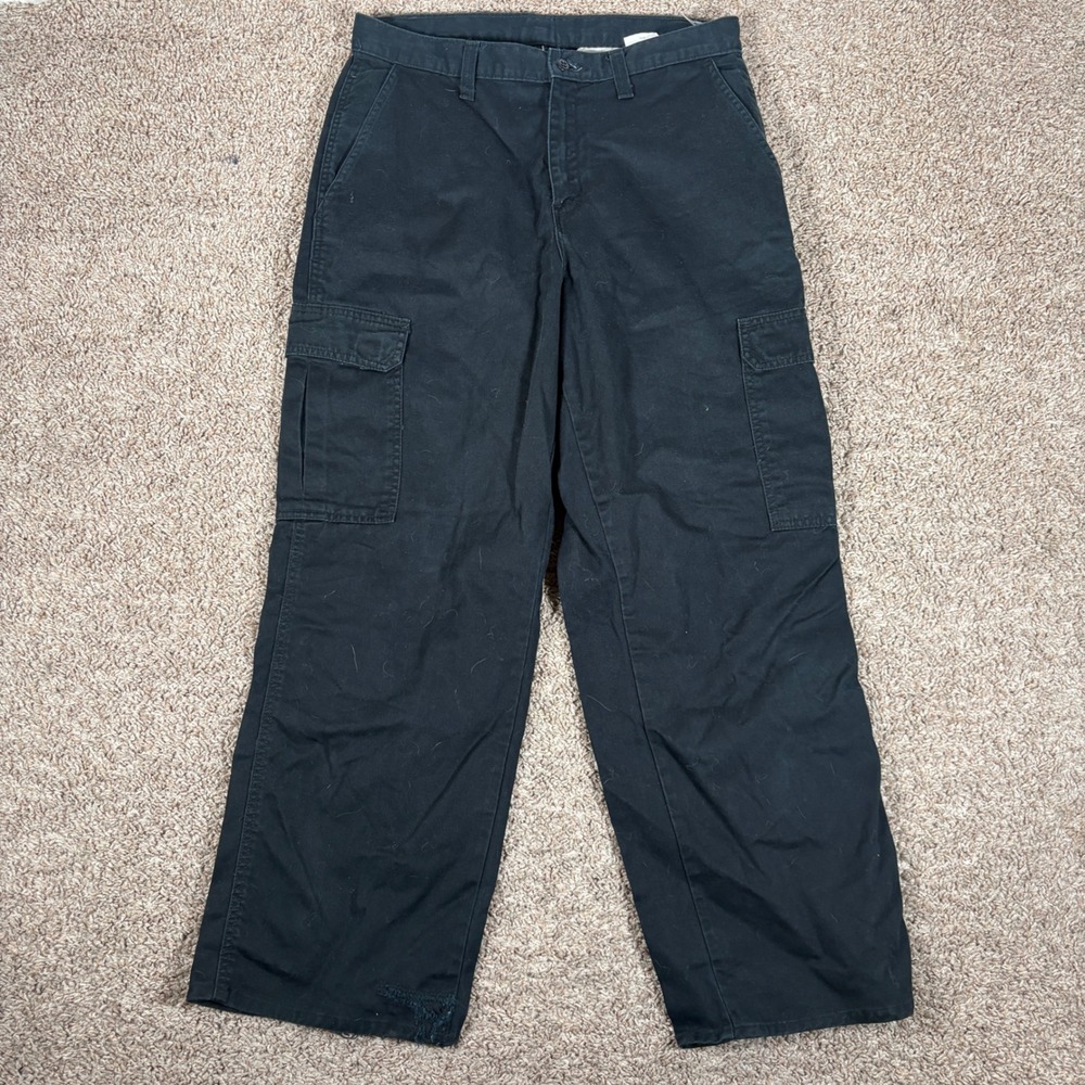 Dickies Mens Black Cargo Pants Relaxed Straight Leg 30x32 W714036 Utility Work